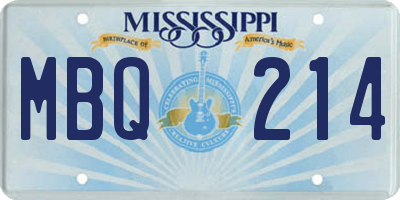 MS license plate MBQ214