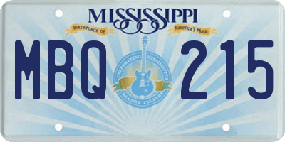 MS license plate MBQ215