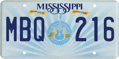 MS license plate MBQ216