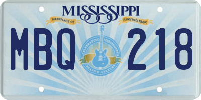 MS license plate MBQ218