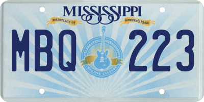 MS license plate MBQ223
