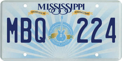 MS license plate MBQ224