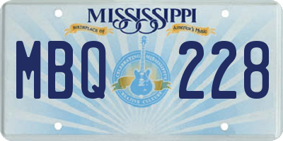 MS license plate MBQ228