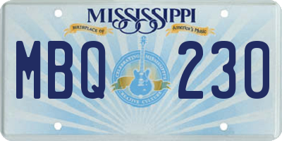 MS license plate MBQ230