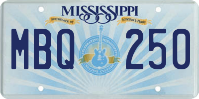 MS license plate MBQ250