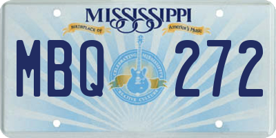 MS license plate MBQ272