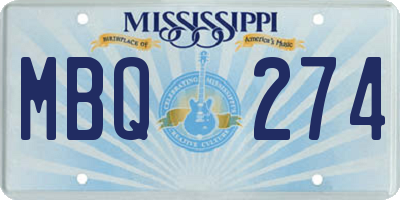 MS license plate MBQ274