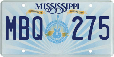 MS license plate MBQ275