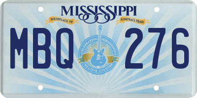 MS license plate MBQ276