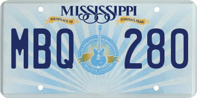 MS license plate MBQ280