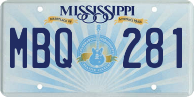 MS license plate MBQ281