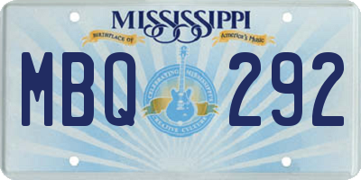MS license plate MBQ292
