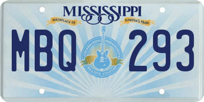 MS license plate MBQ293