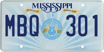 MS license plate MBQ301