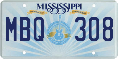 MS license plate MBQ308