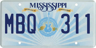 MS license plate MBQ311