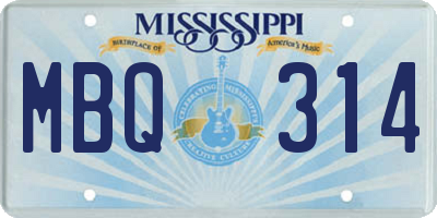 MS license plate MBQ314