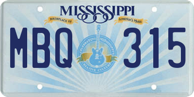 MS license plate MBQ315