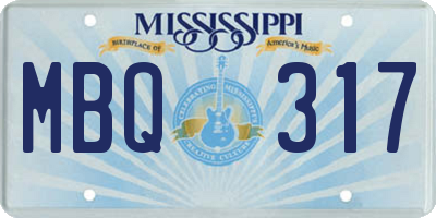 MS license plate MBQ317