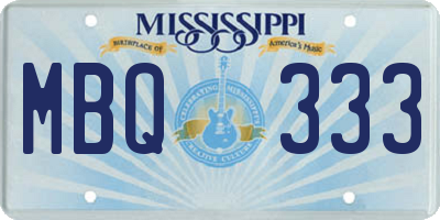 MS license plate MBQ333