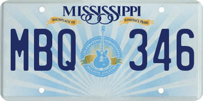 MS license plate MBQ346