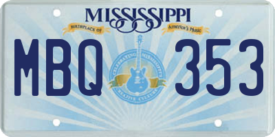 MS license plate MBQ353