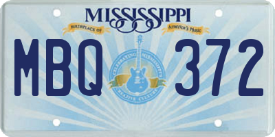 MS license plate MBQ372