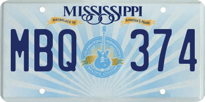 MS license plate MBQ374
