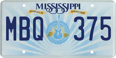MS license plate MBQ375