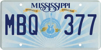 MS license plate MBQ377