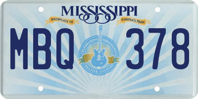 MS license plate MBQ378
