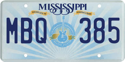MS license plate MBQ385