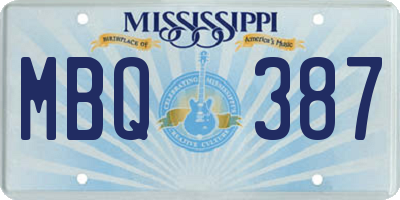 MS license plate MBQ387