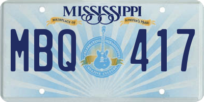 MS license plate MBQ417