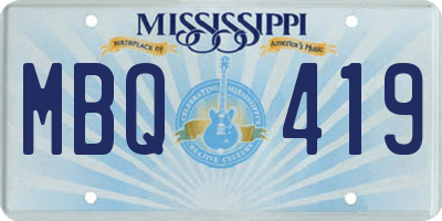 MS license plate MBQ419