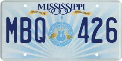MS license plate MBQ426
