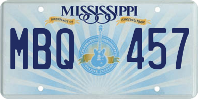 MS license plate MBQ457