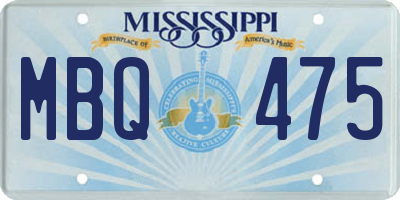 MS license plate MBQ475