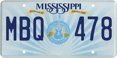MS license plate MBQ478