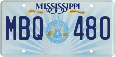 MS license plate MBQ480