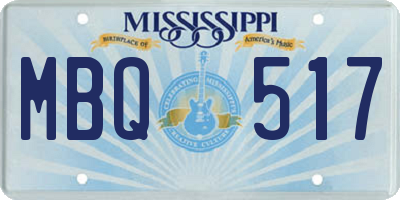 MS license plate MBQ517