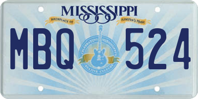 MS license plate MBQ524