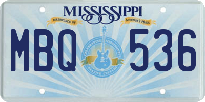 MS license plate MBQ536