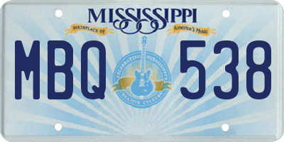 MS license plate MBQ538