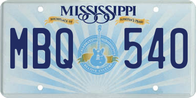 MS license plate MBQ540