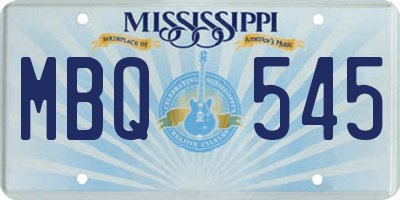 MS license plate MBQ545