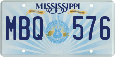 MS license plate MBQ576