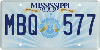 MS license plate MBQ577