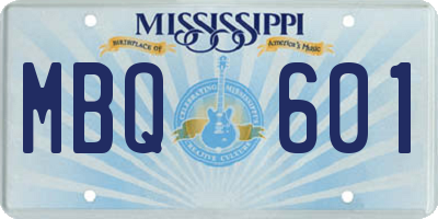 MS license plate MBQ601