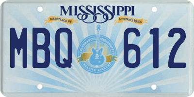 MS license plate MBQ612